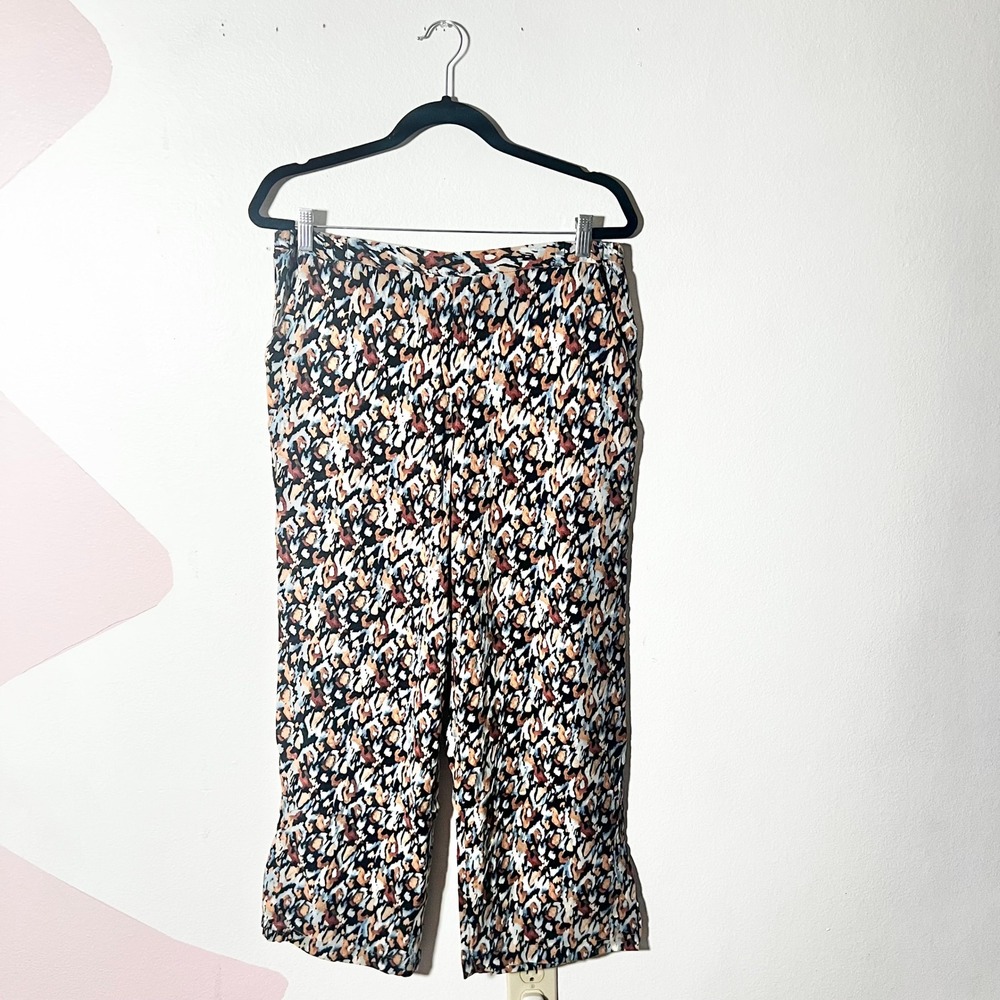 NIC+ZOE Pants Women's Large Abstract Wide Leg Cropped Pockets